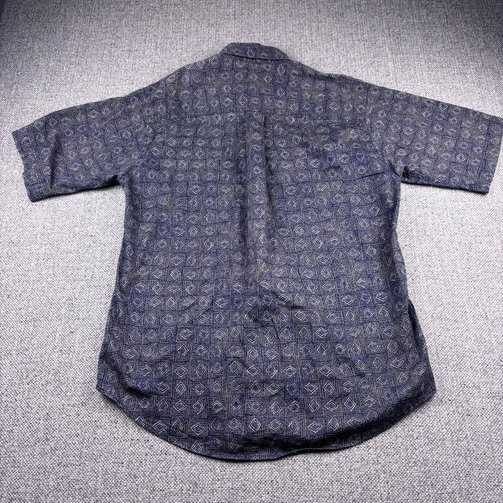 Woolrich Shirt Mens Medium Made in USA Geometric Diamond Short Sleeve Button Up - Picture 7 of 7